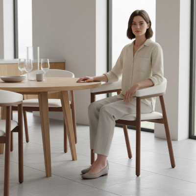 Dining chair white wooden chair modern armchair single-seater chairs