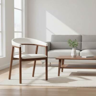 Dining chair white wooden chair modern armchair single-seater chairs