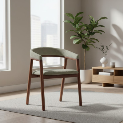Gray dining chair design wooden chair single-seater upholstered 1-seater chair