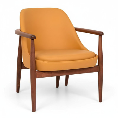 Designer orange upholstered chair dining chairs wood frame single-seater