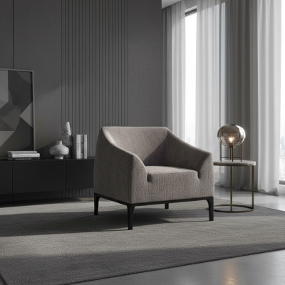 Gray living room armchair upholstered armchair single-seater modern recliner