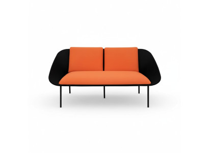 Black-Orange 2-Seater Study Upholstery Modern Couch Textile Sofas