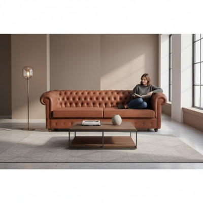 Brown three-seater Chesterfield 3-seater living room couch modern sofas