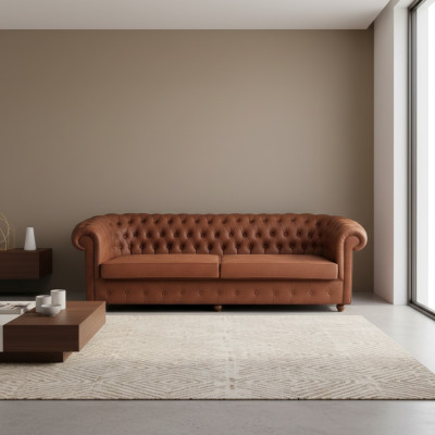Brown three-seater Chesterfield 3-seater living room couch modern sofas