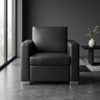 Black leather armchair designer upholstery single-seater living room relax chair
