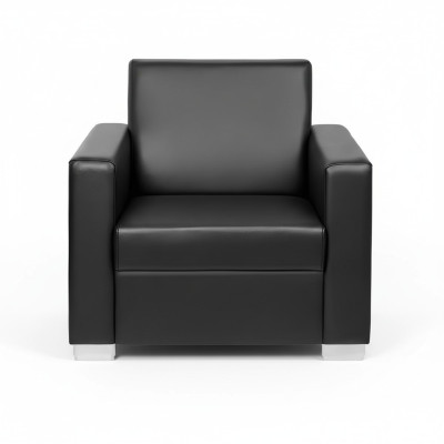 Black leather armchair designer upholstery single-seater living room relax chair