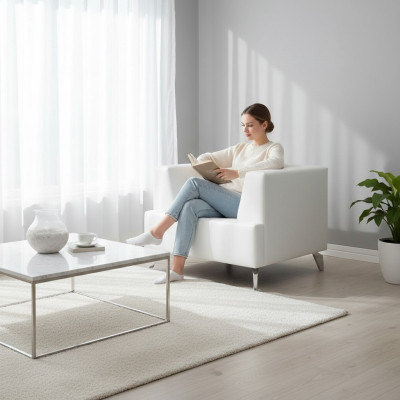 White armchair TV recliner lounge single-seater living room club recliner