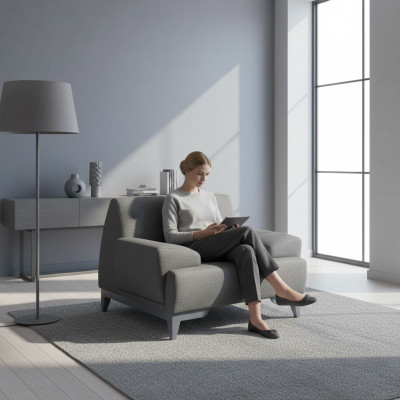 Gray Designer Armchair Modern Living Room 1-Seater Relax Upholstered Armchair
