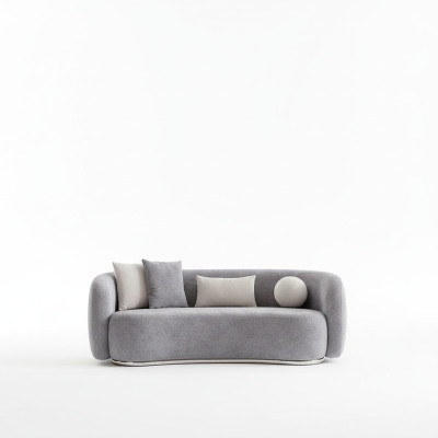 Sofa 4-seater padded sofa gray fabric seat design fabric modern couch sofas