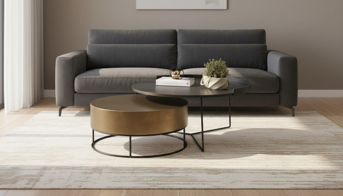 Designer 2x Coffee Tables Modern Round Side Table Metal Table Set