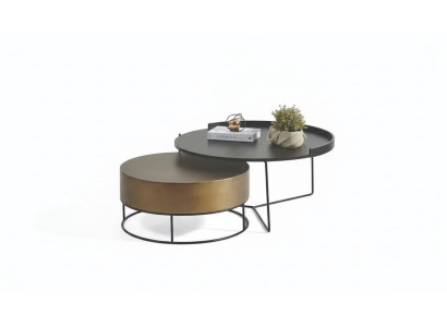 Designer 2x Coffee Tables Modern Round Side Table Metal Table Set