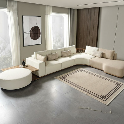 White corner sofa modern living room furniture designer couch textile sofa 2-piece