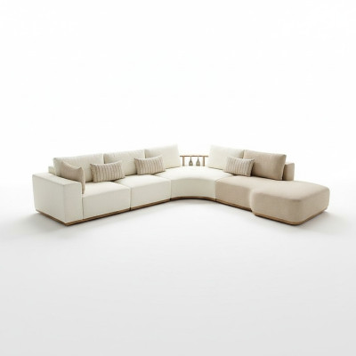 White corner sofa modern living room furniture designer couch textile sofa 2-piece