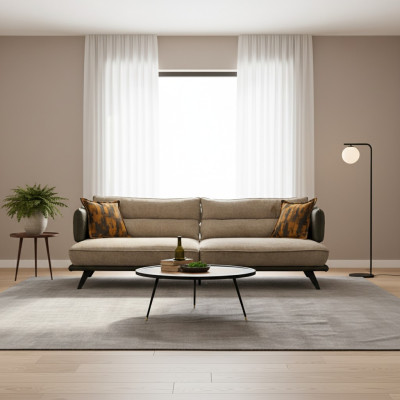 Sofa 3-seater upholstered sofa multicolored textile seat design fabric modern sofas
