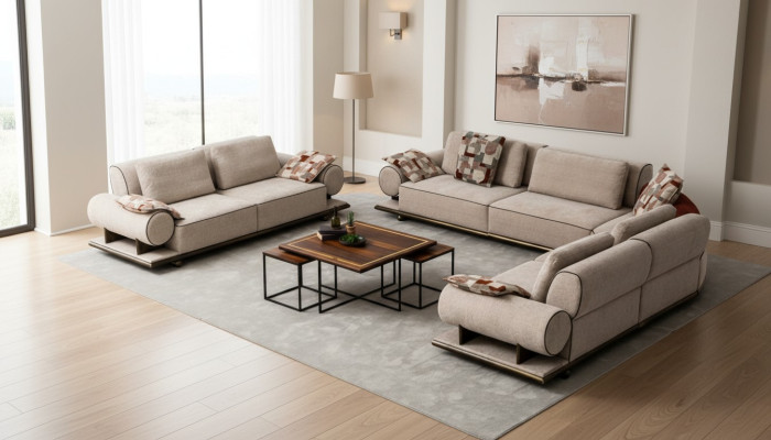 Fabric sofa couch living area corner design modern sofa corner sofa L-shape beige new