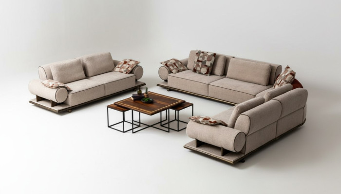 Fabric sofa couch living area corner design modern sofa corner sofa L-shape beige new
