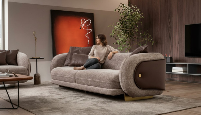 Living room textile sofa 4-seater luxury furniture seating design couch lounge new