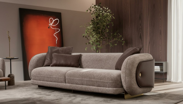 Living room textile sofa 4-seater luxury furniture seating design couch lounge new