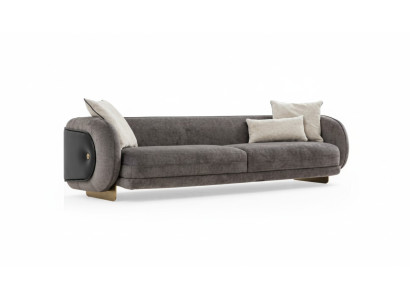 Living Room Gray Fabric Sofa 4-Seater Luxury Furniture Seating Design Couch Lounge