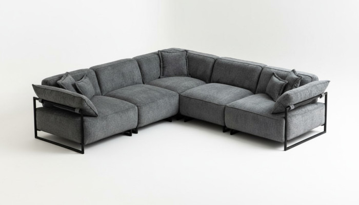 Fabric sofa couch living landscape corner design modern sofa sectional L-shape gray