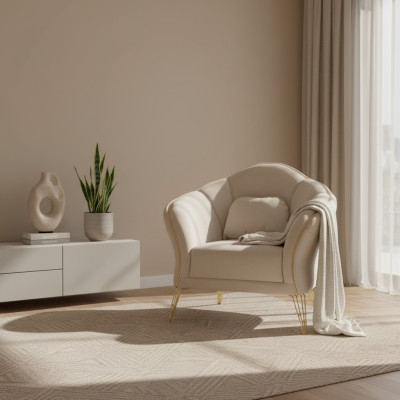 Chesterfield Design Beige Sofa Armchair Upholstered Couch Sofas 1 Seater New