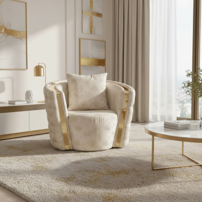 White Chesterfield Armchairs Luxurious 2x Round Upholstered Single Seater 1-Seater