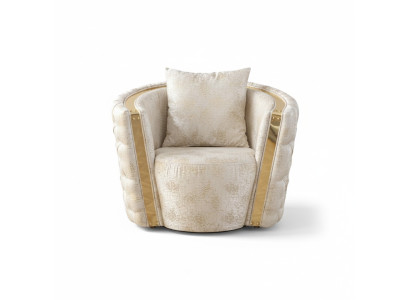 White Chesterfield Armchairs Luxurious 2x Round Upholstered Single Seater 1-Seater