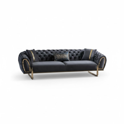 Black upholstered couch designer Chesterfield living room upholstered sofa