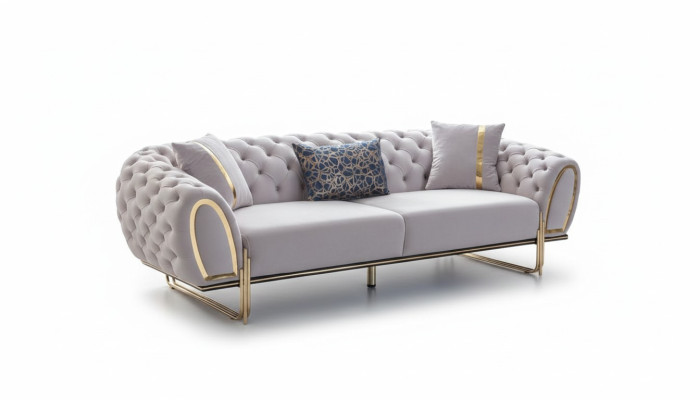 Luxurious 2x Chesterfield Sofas Designer Upholstered Couches Modern Furniture