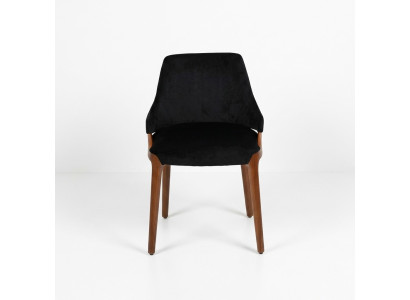 Modern black 6x chairs luxury wood furniture chairs design interior new