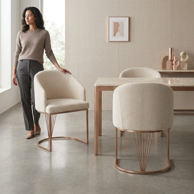 Upholstered Chair 2x Dining Chair Wooden Chair Kitchen Chair White Modern Gold