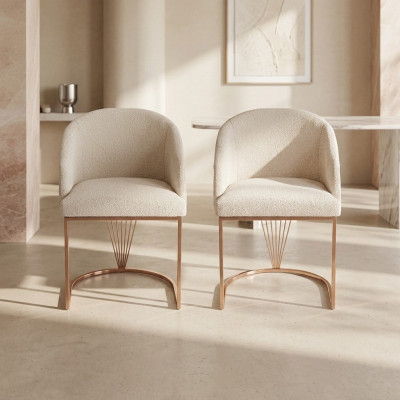 Upholstered Chair 2x Dining Chair Wooden Chair Kitchen Chair White Modern Gold
