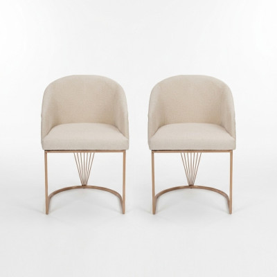 Upholstered Chair 2x Dining Chair Wooden Chair Kitchen Chair White Modern Gold