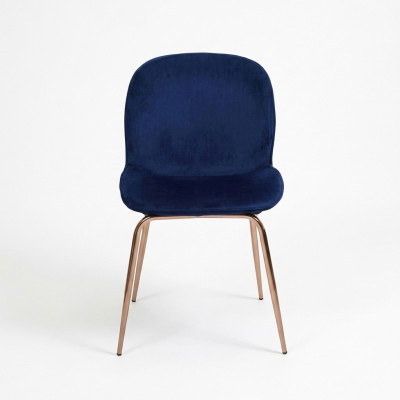 Group Set Blue Chairs 4x Chair Set Textile Upholstered Seat Dining Room
