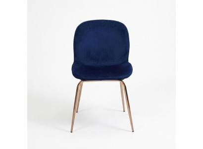 Group Set Blue Chairs 4x Chair Set Textile Upholstered Seat Dining Room