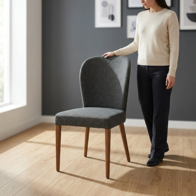 Gray modern wooden chair upholstered armchairs designer armchair single seater