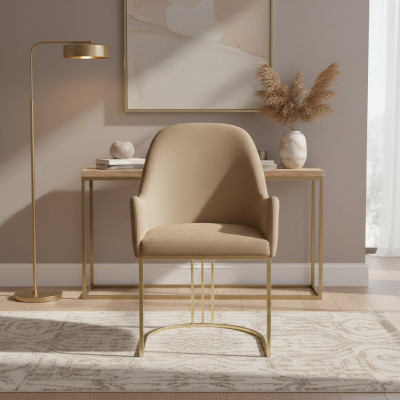 Golden stainless steel chair Modern upholstered single-seater Designer 1x armchair
