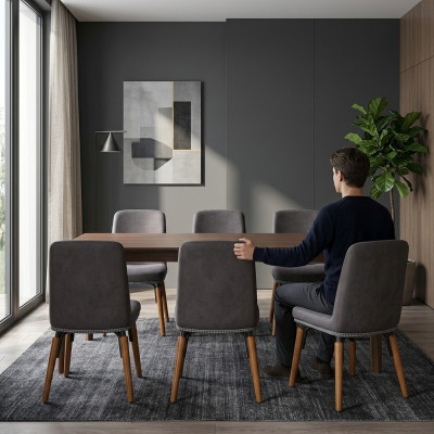 Design 6x chair set armchair chair group gastronomy new dining room kitchen groups