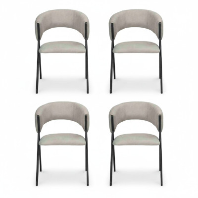 Dining Room Textile Group Set of 4x Armchair Design Fabric Upholstered Chairs