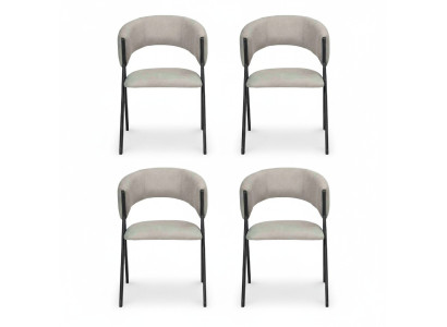 Dining Room Textile Group Set of 4x Armchair Design Fabric Upholstered Chairs