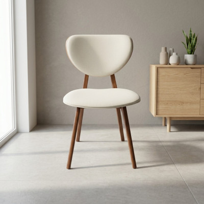 White dining chair designer wood chair luxury single-seater with armrests