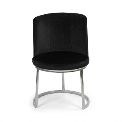 Black designer chair with stainless steel base, modern dining chairs, new.