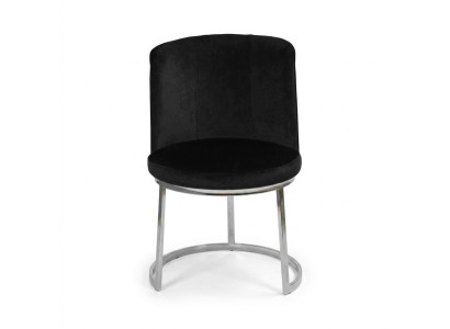 Black designer chair with stainless steel base, modern dining chairs, new.