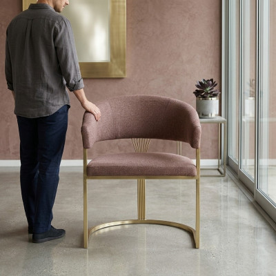 Modern dining room chair designer luxury stainless steel elements textile new