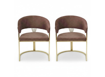 Modern dining room 2x chairs designer luxury stainless steel elements textile new