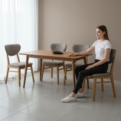 Brown wooden chair designer upholstered chairs luxurious dining room seating furniture.