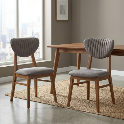 Modern chair gray upholstered 2x chairs lounge wood textile wood armchair new