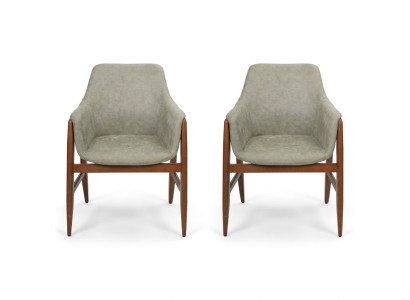 Dining room chair 2x chairs kitchen chair armchair wood fabric modern gray chair
