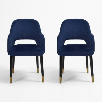 Exclusive 2x Blue Modern Chairs Kitchen Furniture Designer Wooden Frame Furniture