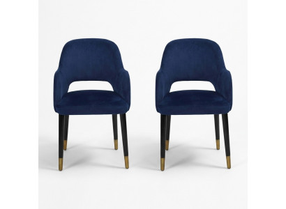 Exclusive 2x Blue Modern Chairs Kitchen Furniture Designer Wooden Frame Furniture
